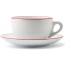 Кофейная пара для латте Ancap Verona Rims фарфор красный, ободок на чашке/блюдце Фото 1