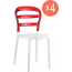 Комплект пластиковых стульев Siesta Contract Miss Bibi Set 4 стеклопластик, поликарбонат белый, красный Фото 1