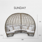Лаунж-диван плетеный Skyline Design Sunday алюминий, искусственный ротанг, sunbrella белый, бежевый Фото 4