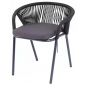 Кресло плетеное с подушкой 4SIS Женева алюминий, роуп, ткань темно-серый Фото 1