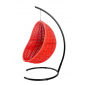 Кресло плетеное подвесное DW Cocoon сталь, искусственный ротанг, полиэстер красный Фото 7