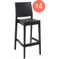 Комплект пластиковых барных стульев Siesta Contract Maya Bar 75 Set 4 стеклопластик черный Фото 1