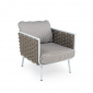Кресло плетеное RosaDesign Manhattan алюминий, роуп, ткань белый, серый Фото 3