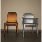 Кресло металлическое мягкое PEDRALI Ester алюминий, искусственная кожа матовый никель, серебристый Фото 6