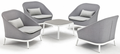 Комплект мягкой мебели Grattoni Bayside алюминий, текстилен белый, серый Фото 1