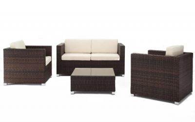 Комплект плетеной мебели Grattoni Sole алюминий, искусственный ротанг, олефин коричневый, бежевый Фото 1