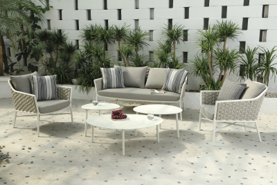 Комплект лаунж мебели Grattoni Panama алюминий, роуп, текстилен белый, бежевый, шампанское Фото 4