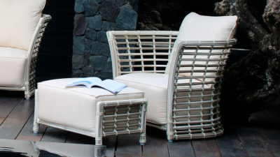 Кресло плетеное с подушками Skyline Design Villa алюминий, искусственный ротанг, sunbrella белый, бежевый Фото 7