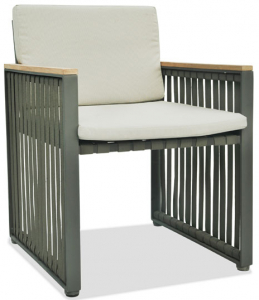 Кресло плетеное с подушками Skyline Design Horizon алюминий, тик, полиэстер, sunbrella черный, темно-серый, бежевый Фото 1