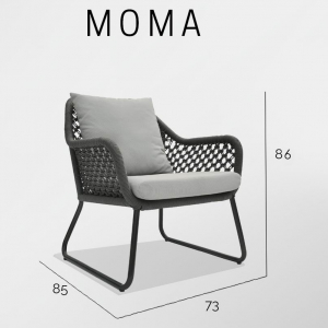 Кресло плетеное с подушками Skyline Design Moma алюминий, полипропилен, sunbrella черный, антрацит, бежевый Фото 4