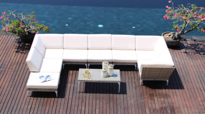 Комплект плетеной мебели Skyline Design Brafta алюминий, искусственный ротанг, sunbrella белый, бежевый Фото 10