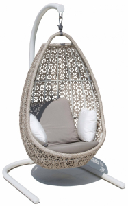 Кресло подвесное плетеное с подушками Skyline Design Journey алюминий, искусственный ротанг, sunbrella бежевый Фото 1