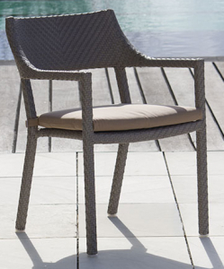 Кресло плетеное с подушкой Skyline Design Plank алюминий, искусственный ротанг, sunbrella мокка, бежевый Фото 1
