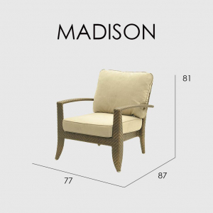 Кресло плетеное с подушками Skyline Design Madison алюминий, искусственный ротанг, sunbrella бронзовый, бежевый Фото 4