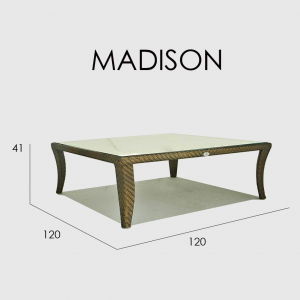 Столик плетеный со стеклом журнальный Skyline Design Madison алюминий, искусственный ротанг, закаленное стекло бронзовый Фото 3