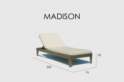 Шезлонг-лежак плетеный с матрасом Skyline Design Madison алюминий, искусственный ротанг, sunbrella бронзовый, бежевый Фото 2