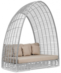Лаунж-диван плетеный Skyline Design Surabaya алюминий, искусственный ротанг, sunbrella белый, бежевый Фото 1