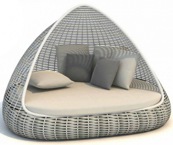 Лаунж-диван плетеный Skyline Design Shade алюминий, искусственный ротанг, sunbrella белый, бежевый Фото 1