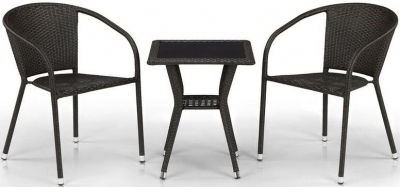 Комплект плетеной мебели Afina T25A/Y137C-W53 Brown 2Pcs искусственный ротанг, сталь, стекло коричневый Фото 1