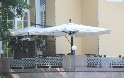 Зонт профессиональный двухкупольный Scolaro Alu Double Dark алюминий, акрил антрацит, слоновая кость Фото 16