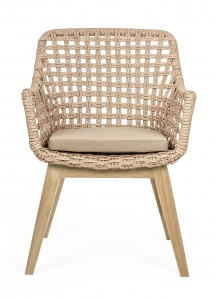 Кресло плетеное с подушкой Garden Relax Madison тик, алюминий, роуп, олефин натуральный, бежевый Фото 2