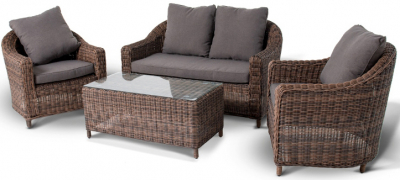 Комплект плетеной мебели 4SIS Кон Панна алюминий, искусственный ротанг, ткань коричневый Фото 1