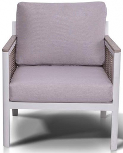 Кресло металлическое 4SIS Сан Ремо алюминий, канат, ткань белый, бежевый Фото 1
