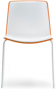 Стул пластиковый PEDRALI Tweet металл, стеклопластик хромированный, белый, оранжевый Фото 1