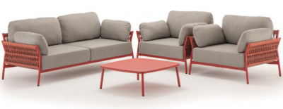 Комплект мягкой мебели Grattoni Easy алюминий, роуп, акрил красный Фото 4