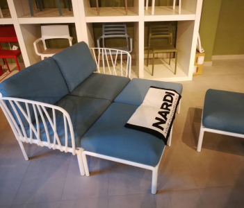 Лаунж-диван двухместный Nardi Komodo стеклопластик, Sunbrella белый, синий Фото 11