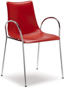 Кресло пластиковое с обивкой Scab Design Zebra Pop сталь, поликарбонат, искусственная кожа хром, красный Фото 1