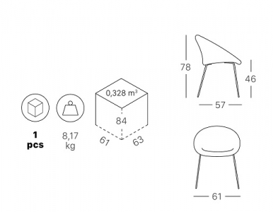 Кресло пластиковое мягкое Scab Design Giulia Pop сталь, технополимер, ткань антрацит, серый Фото 2