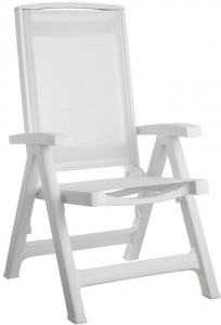 Кресло-шезлонг пластиковое SCAB GIARDINO Esmeralda Lux полипропилен, текстилен белый Фото 1