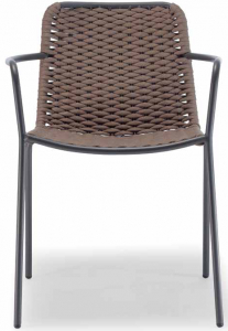 Кресло плетеное Grattoni Cannes Lux сталь, роуп антрацит, коричневый Фото 1
