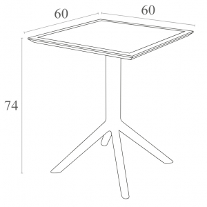Стол пластиковый складной Siesta Contract Sky Folding Table 60 сталь, пластик оливковый Фото 3