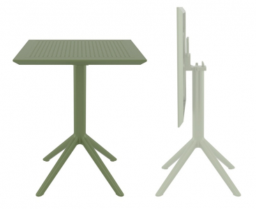Стол пластиковый складной Siesta Contract Sky Folding Table 60 сталь, пластик оливковый Фото 1