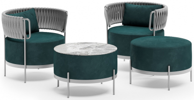 Комплект металлической мебели Aurica Лимассол алюминий, керамогранит, роуп, ткань зеленый Фото 1