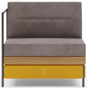 Модуль мягкий левый с подушками Aurica Готланд алюминий, акация, роуп, ткань натуральный, желтый, серый Фото 3