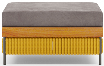 Пуф мягкий с подушкой Aurica Готланд алюминий, акация, роуп, ткань натуральный, желтый, серый Фото 4
