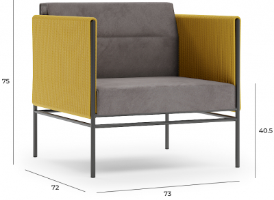 Кресло плетеное с подушками Aurica Готланд алюминий, акация, роуп, ткань натуральный, желтый, серый Фото 2