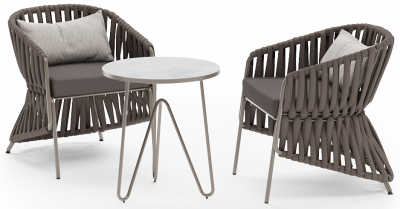Комплект обеденной мебели Aurica Леба алюминий, нержавеющая сталь, акрил, роуп, керамогранит коричневый, бежевый, серый Фото 1