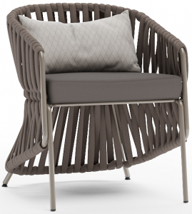 Кресло плетеное с подушками Aurica Леба алюминий, нержавеющая сталь, роуп, акрил коричневый, бежевый Фото 1