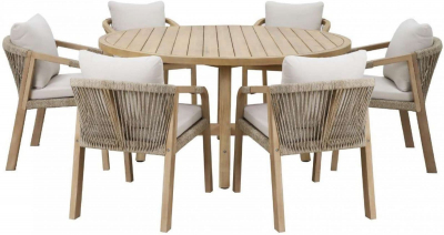 Комплект деревянной мебели Tagliamento Rimini KD акация, роуп, олефин натуральный, бежевый Фото 5
