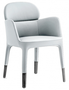 Кресло металлическое мягкое PEDRALI Ester алюминий, искусственная кожа матовый никель, серебристый Фото 1