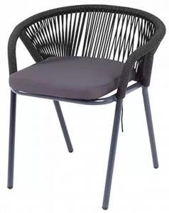 Кресло плетеное с подушкой 4SIS Женева алюминий, роуп, ткань темно-серый Фото 1