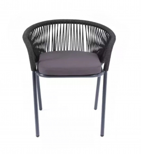 Кресло плетеное с подушкой 4SIS Женева алюминий, роуп, ткань темно-серый Фото 2