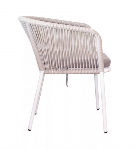 Кресло плетеное с подушкой 4SIS Марсель алюминий, роуп, ткань белый, бежевый Фото 3