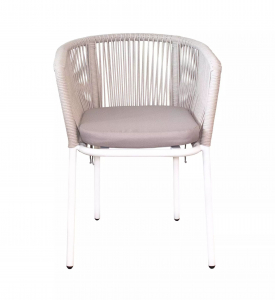 Кресло плетеное с подушкой 4SIS Марсель алюминий, роуп, ткань белый, бежевый Фото 2