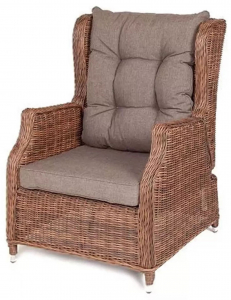 Кресло плетеное раскладное 4SIS Форио алюминий, искусственный ротанг, ткань коричневый Фото 1