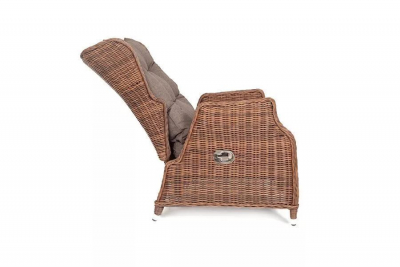 Кресло плетеное раскладное 4SIS Форио алюминий, искусственный ротанг, ткань коричневый Фото 3